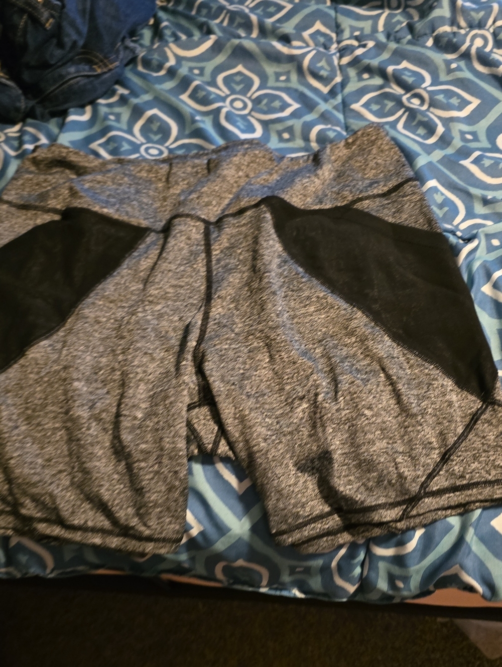 SHEIN Curve  Gray and Black High-Waist Bike Shorts